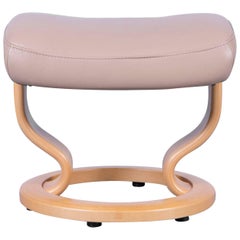 Ekornes Stressless Orion Footstool Beige Leather Modern Footrest Designer Wood