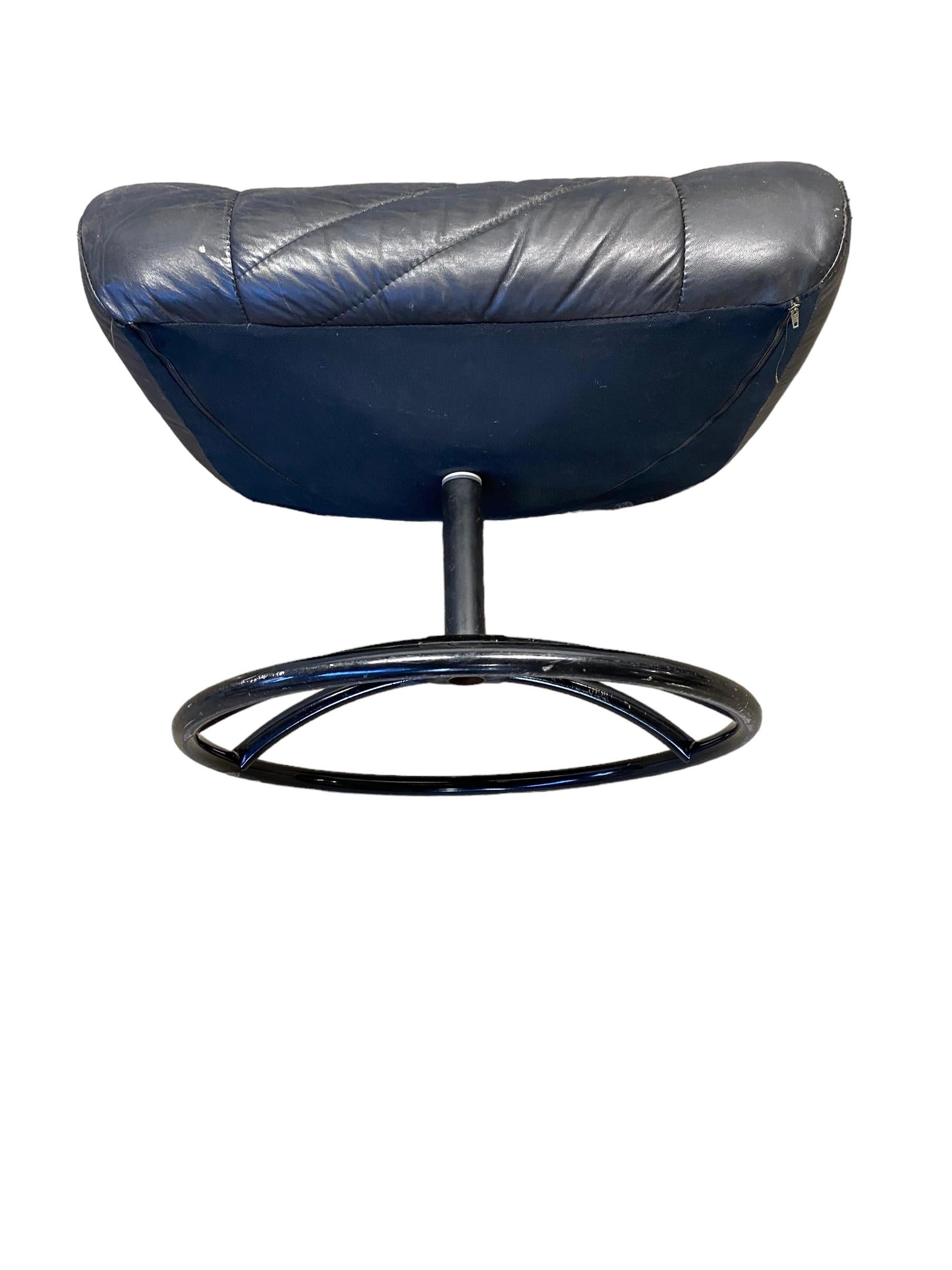 20th Century Ekornes Stressless Ottoman in Black Leather For Sale