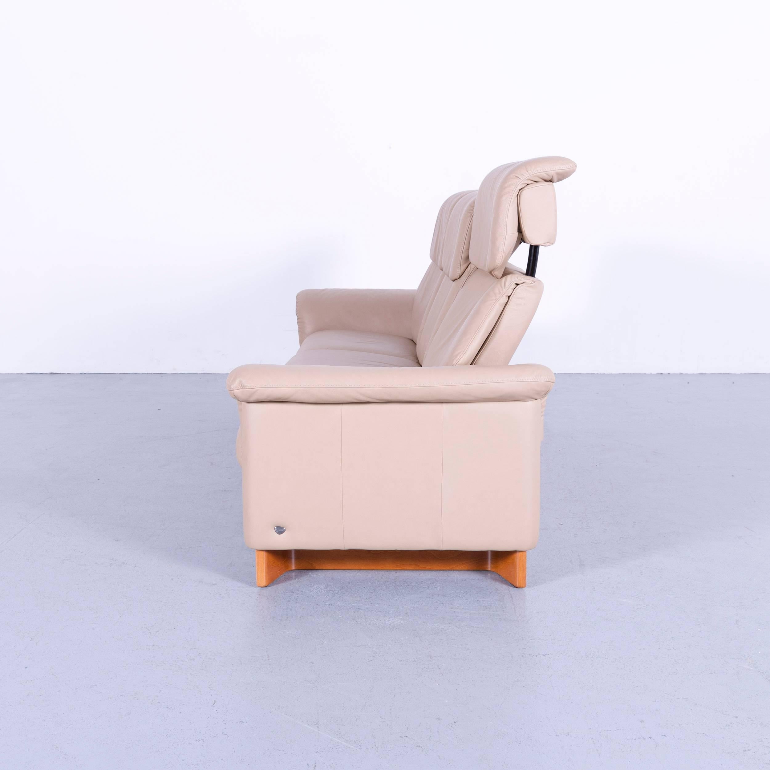 Ekornes Stressless Paradise Sofa Set Beige Leather Three-Seat Recliner 3