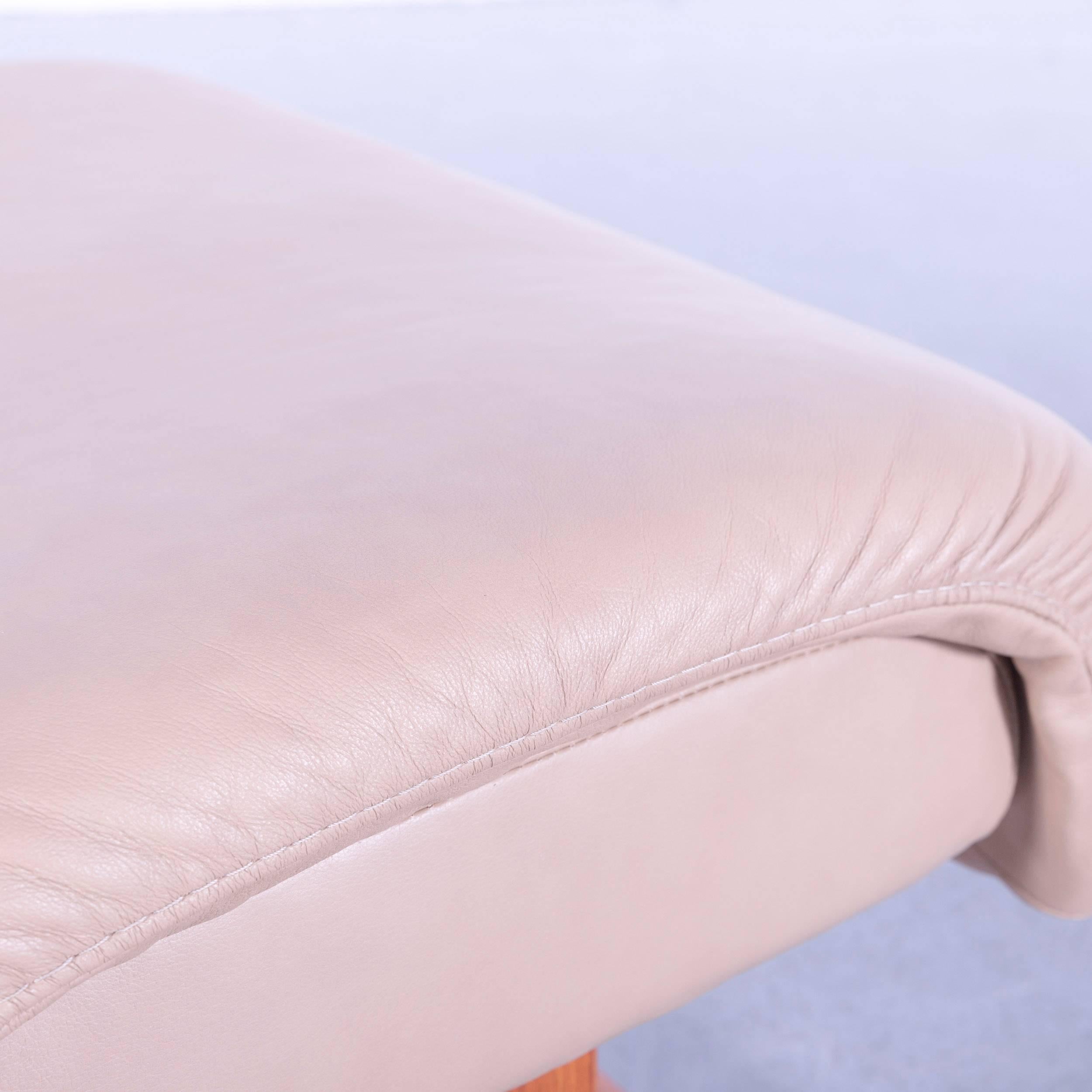 Ekornes Stressless Paradise Sofa Set Beige Leather Three-Seat Recliner 7