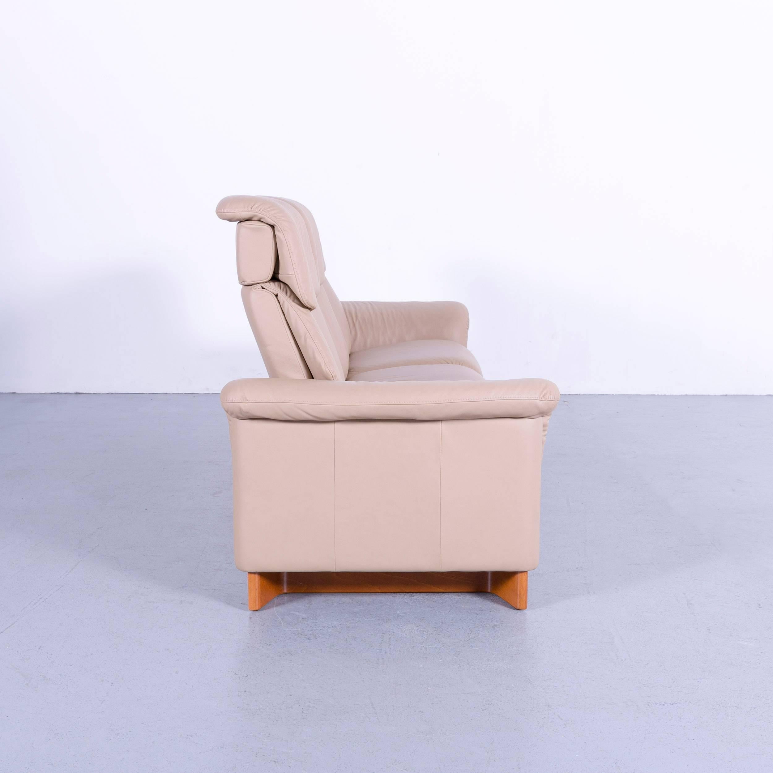 Ekornes Stressless Paradise Sofa Set Beige Leather Three-Seat Recliner 1