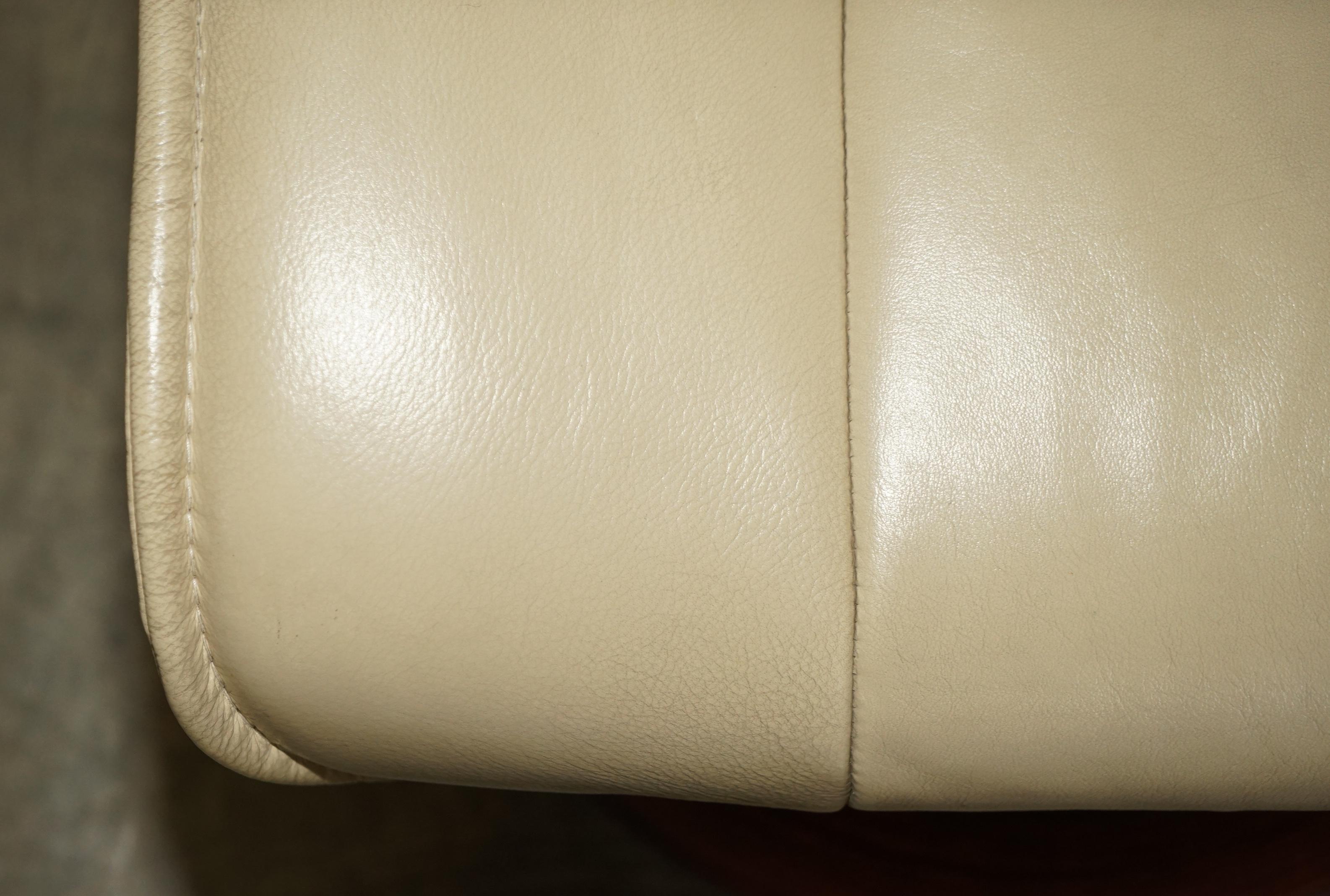20th Century Ekornes Stressless Recliner Leather Swivel Footstool Ottoman Cream Leather