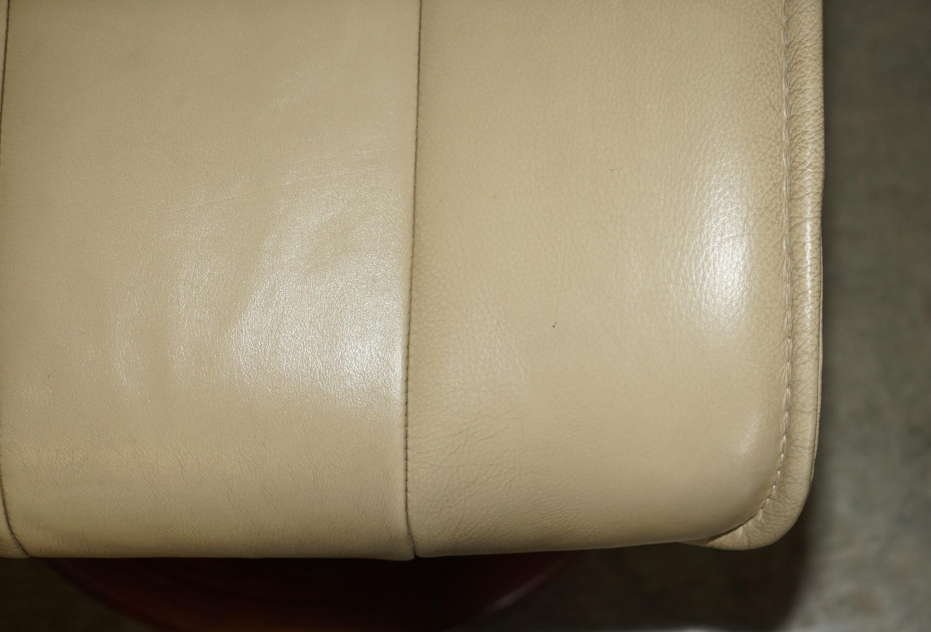 Ekornes Stressless Recliner Leather Swivel Footstool Ottoman Cream Leather 2