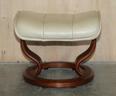 Ekornes Stressless Recliner Leather Swivel Footstool Ottoman Cream Leather