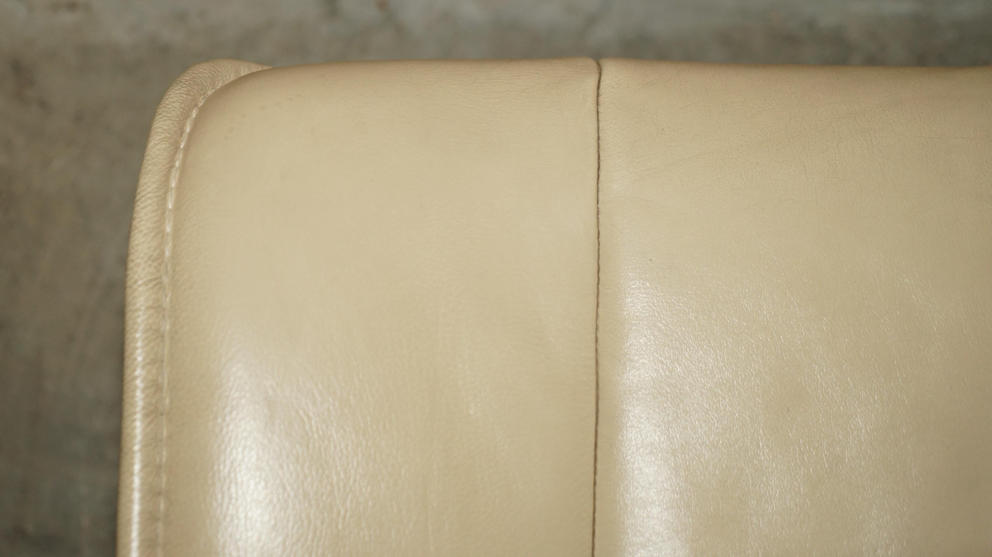 Hand-Crafted Ekornes Stressless Recliner Leather Swivel Footstool Ottoman Cream Leather