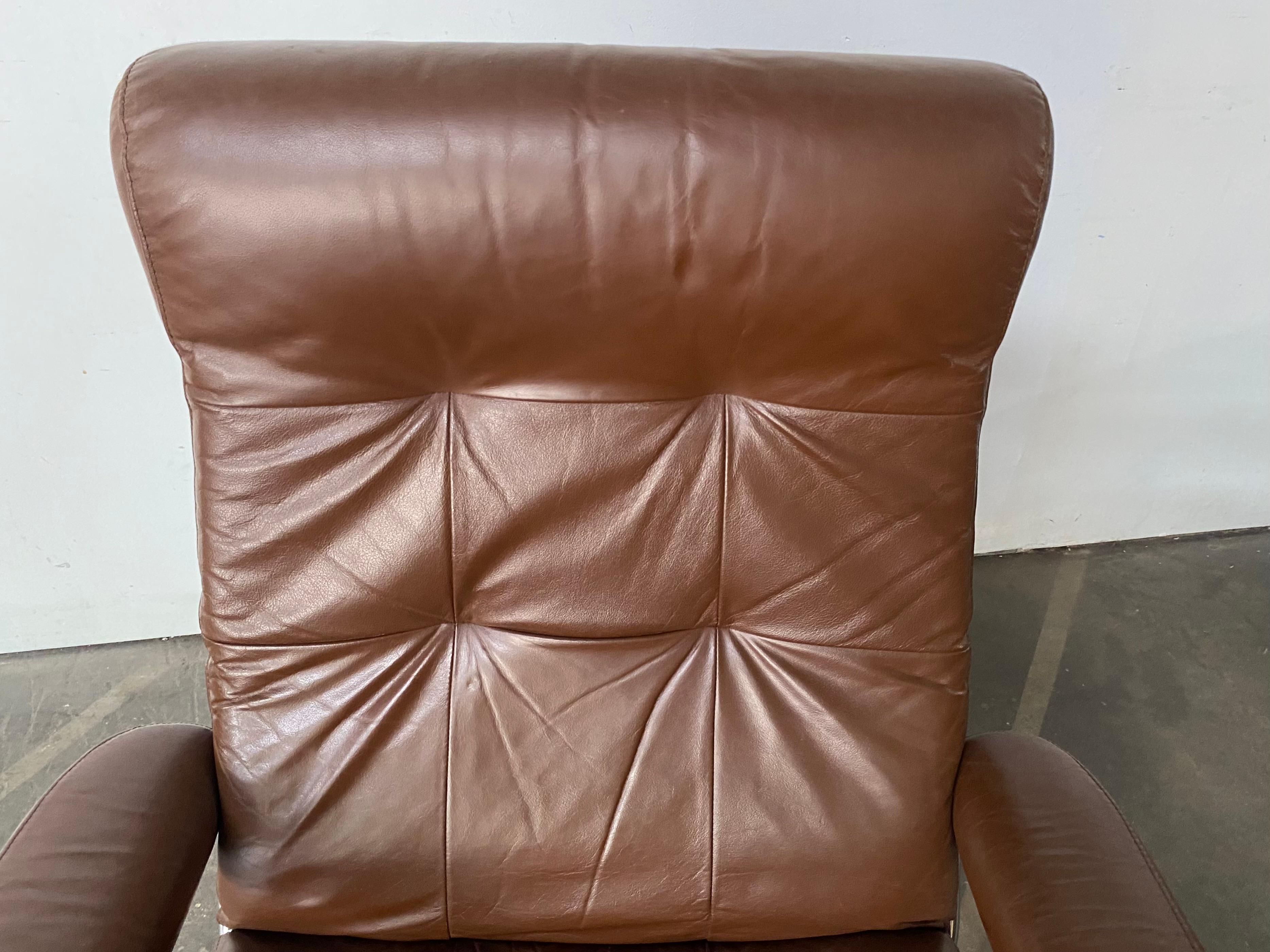 Leather Ekornes Stressless Reclining Lounge Chair and Ottoman
