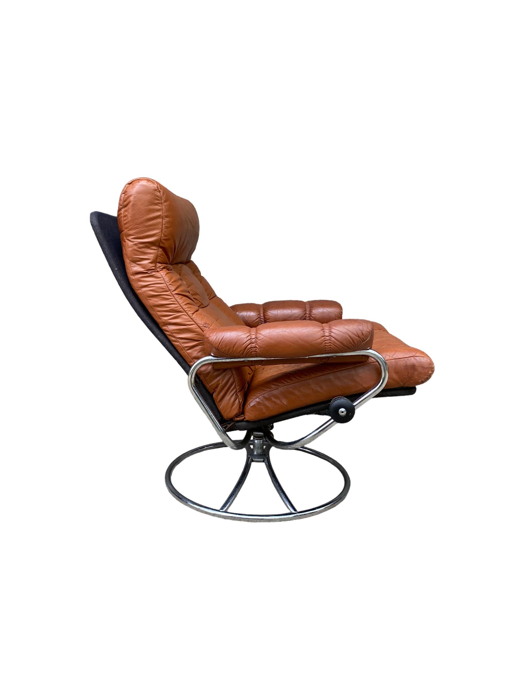 Norwegian Ekornes Stressless Reclining Lounge Chair and Ottoman