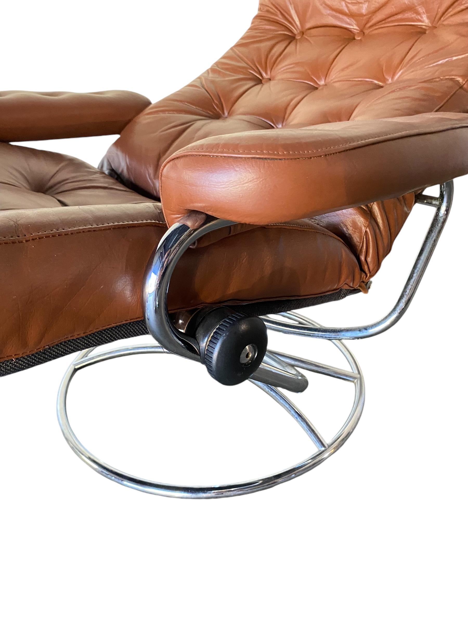 Leather Ekornes Stressless Reclining Lounge Chair and Ottoman