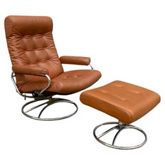 Ekornes Stressless Reclining Lounge Chair and Ottoman in Burnt Orange