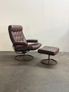 Ekornes Stressless Reclining Lounge Chair and Ottoman with Restored Leather