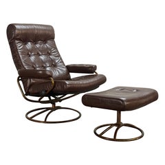 Ekornes Stressless Reclining Lounge Chair and Ottoman with Restored Leather