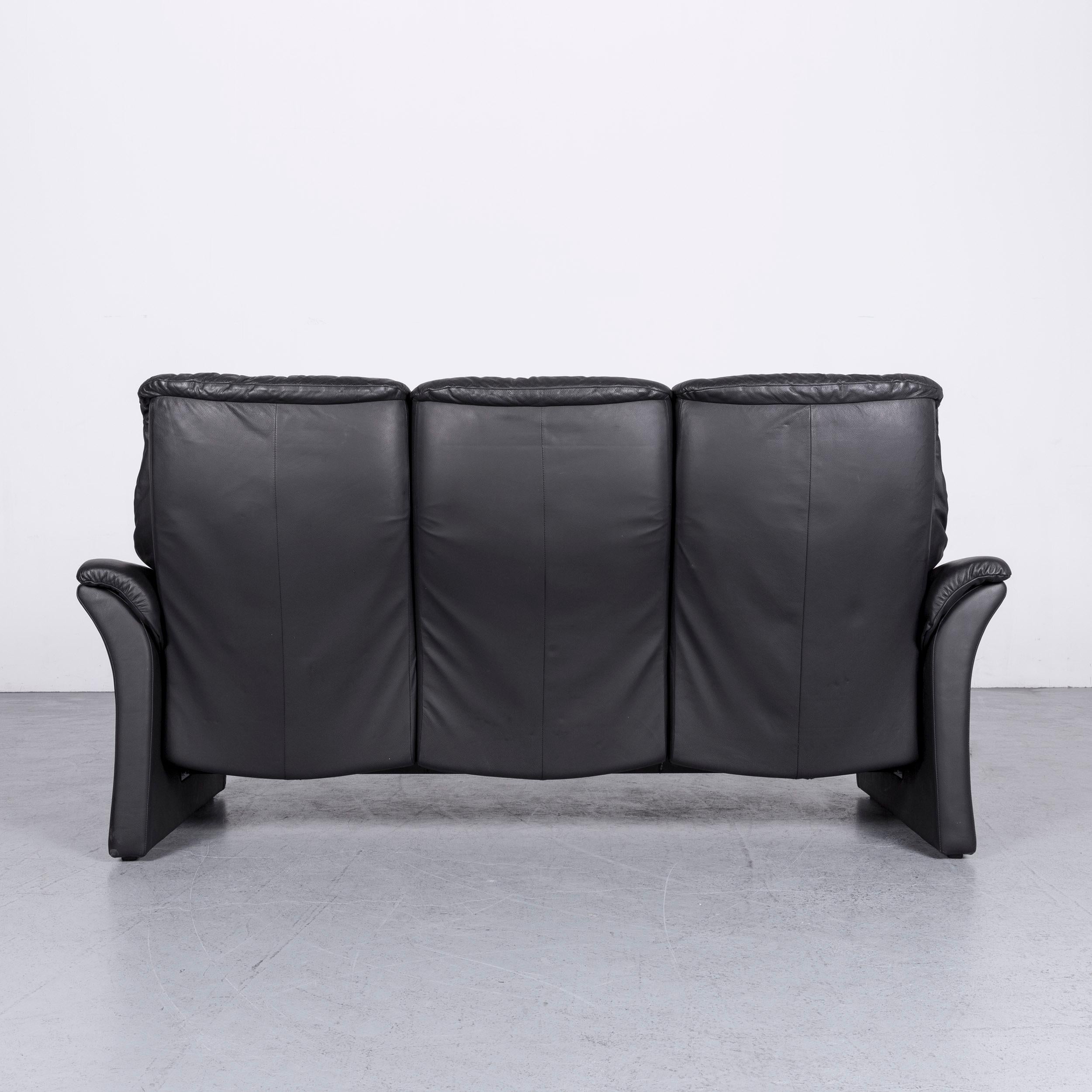 Contemporary Ekornes Stressless Relax Sofa Black Leather Recliner Three-Seat