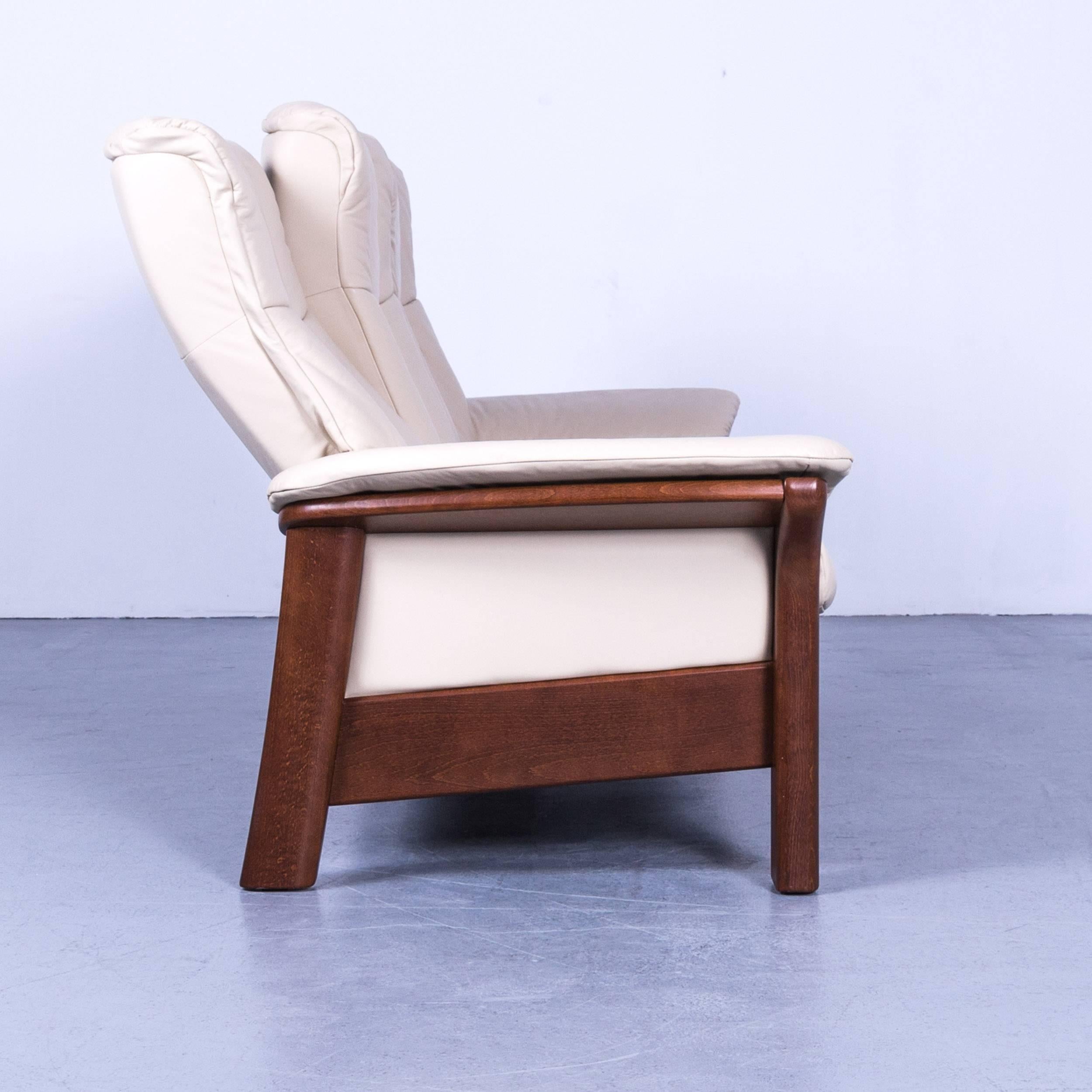 Ekornes Stressless Relax Sofa Crème Leather TV Recliner Three-Seat 3
