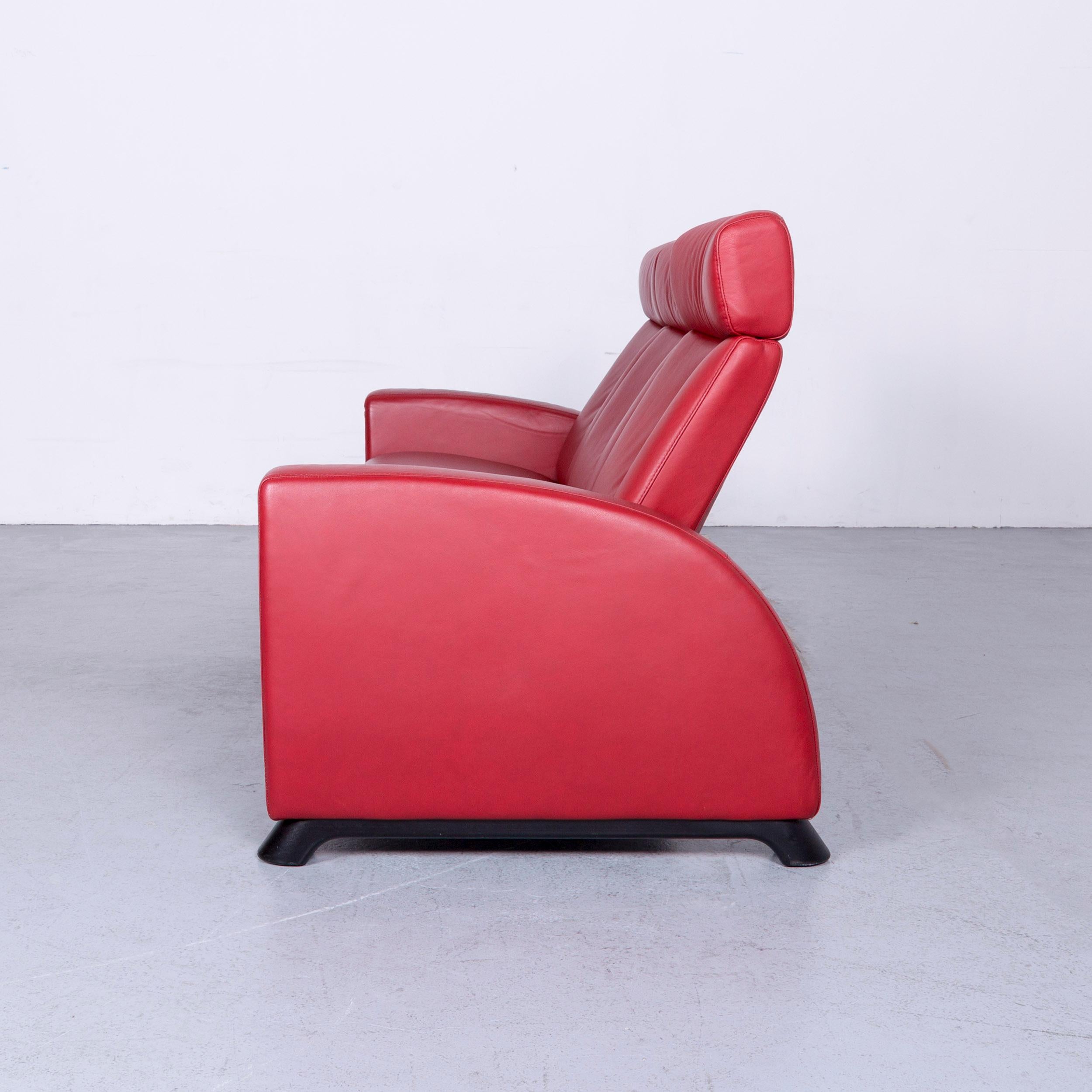 Ekornes Stressless Relax Sofa Red Leather TV Recliner Two-Seat For Sale 3