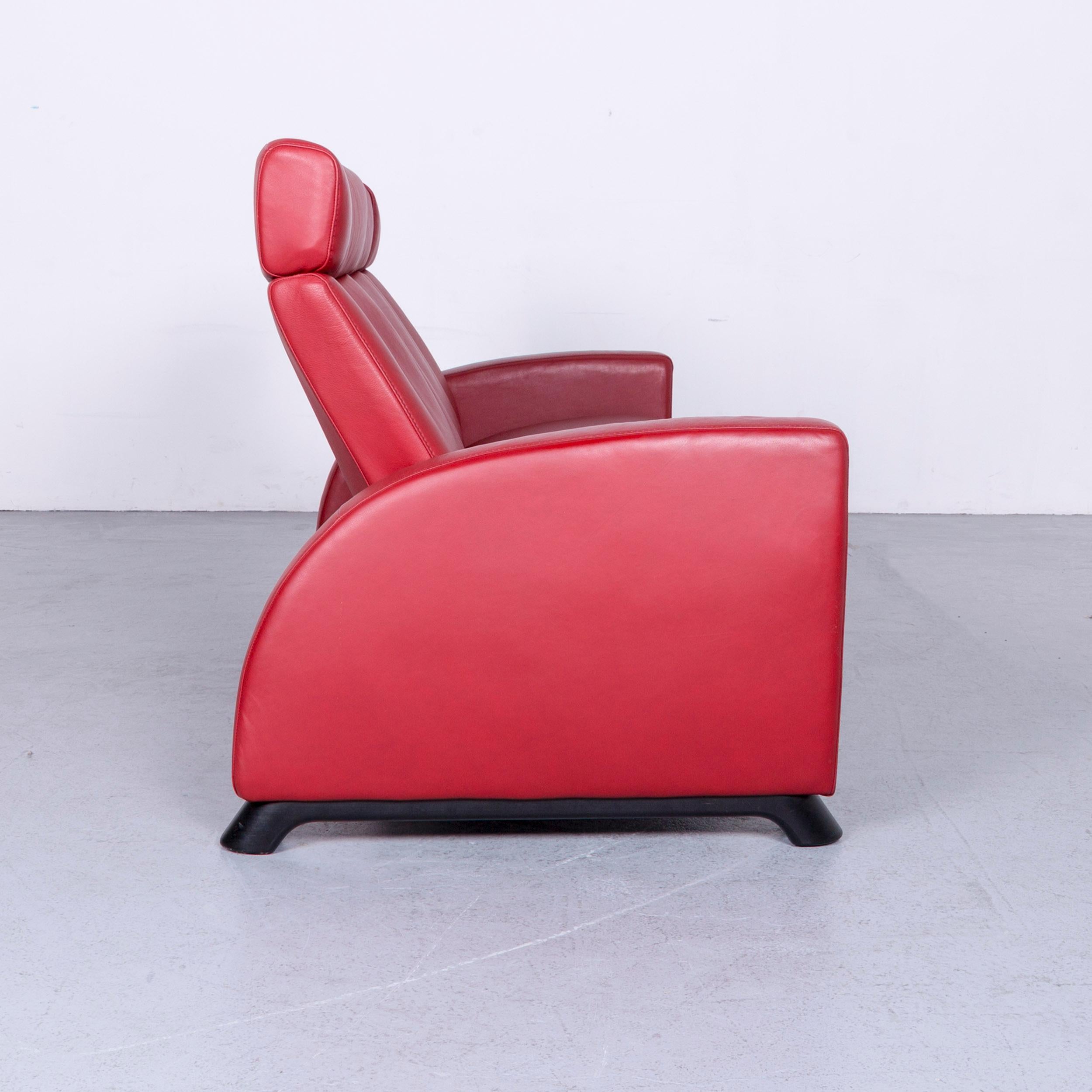 Ekornes Stressless Relax Sofa Red Leather TV Recliner Two-Seat For Sale 1