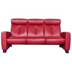 Ekornes Stressless Relax Sofa Red Leather TV Recliner Two-Seat