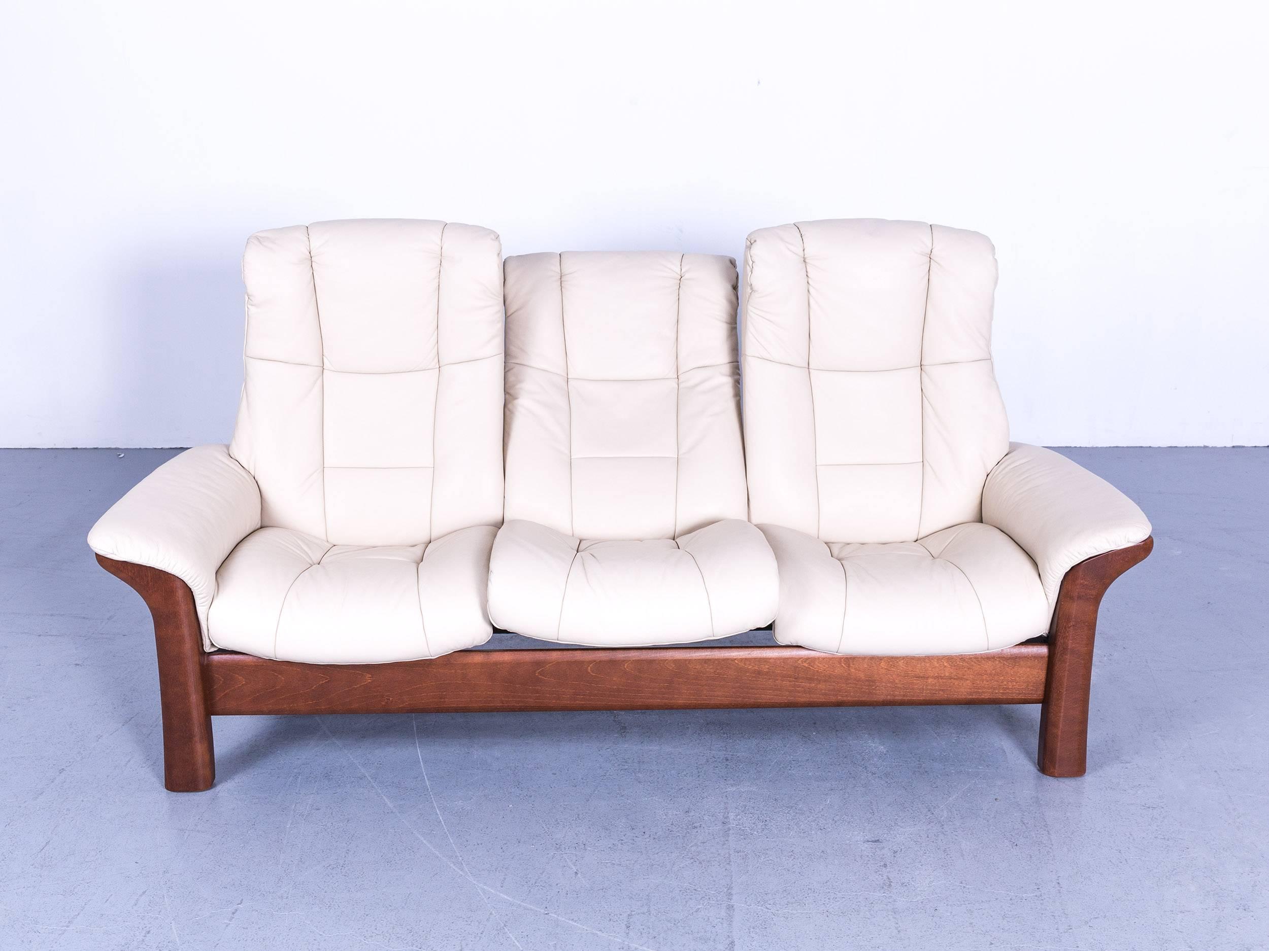 German Ekornes Stressless Relax Sofa Set Crème Leather TV Recliner Two and Three-Seat