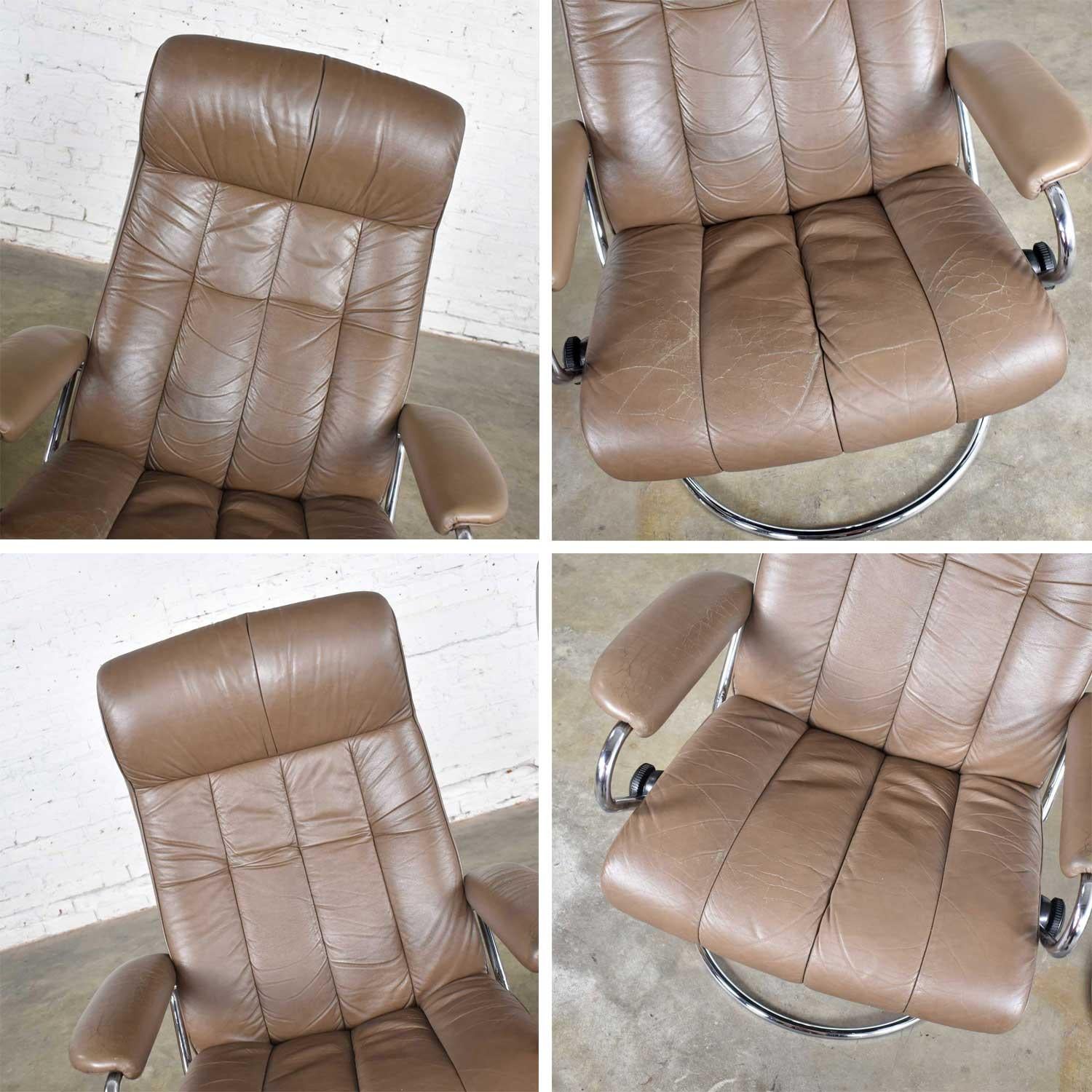 Ekornes Stressless Scandinavian Modern Lounge Chairs & Ottomans Leather & Chrome 2