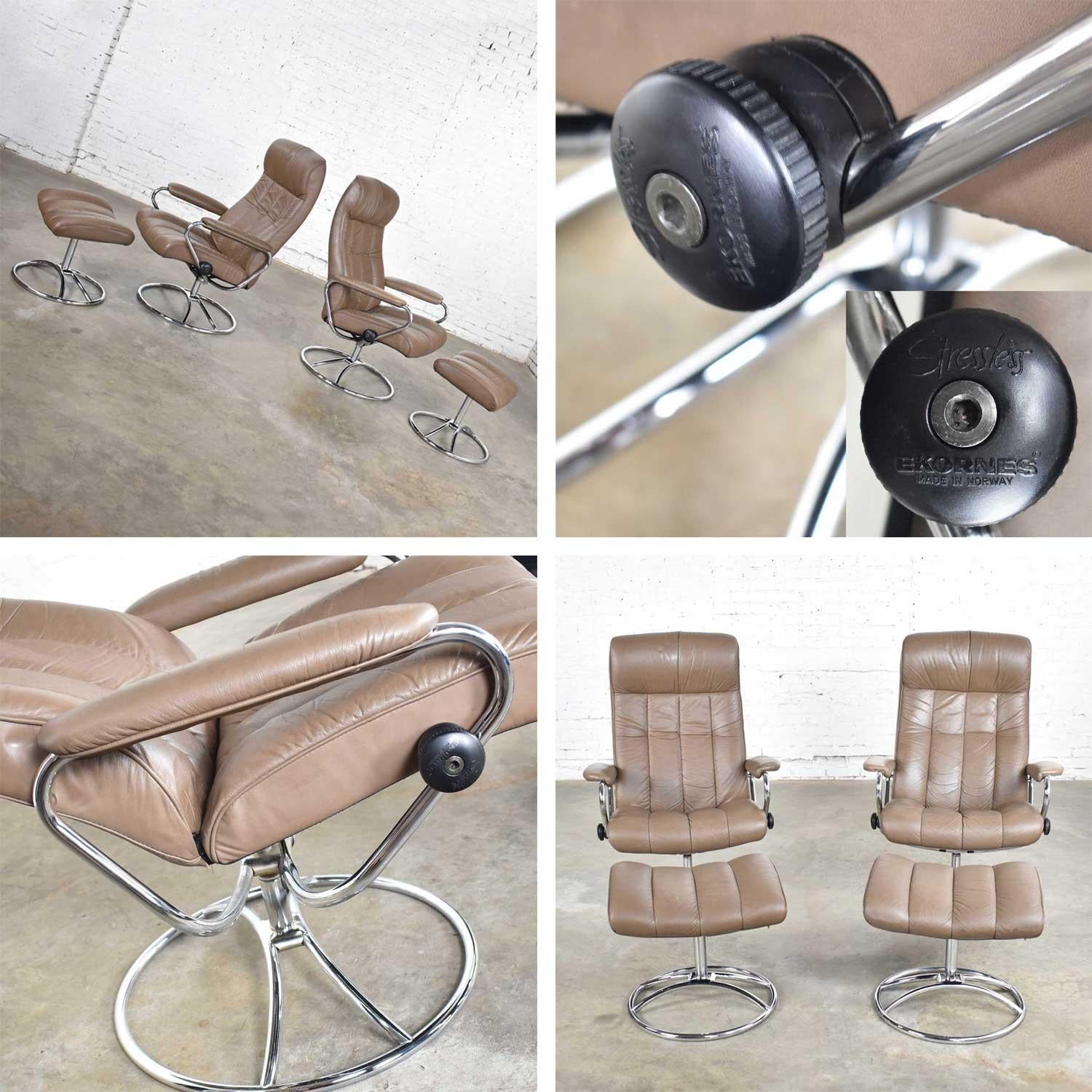Ekornes Stressless Scandinavian Modern Lounge Chairs & Ottomans Leather & Chrome 3