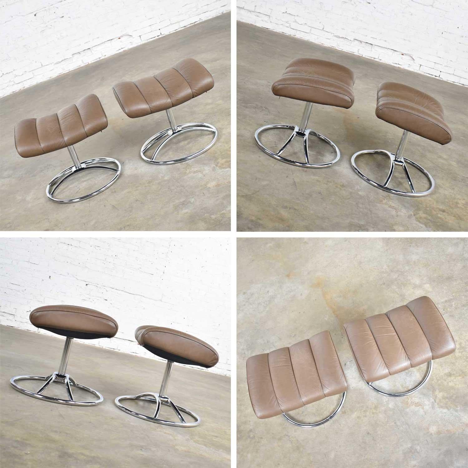 Ekornes Stressless Scandinavian Modern Lounge Chairs & Ottomans Leather & Chrome 4