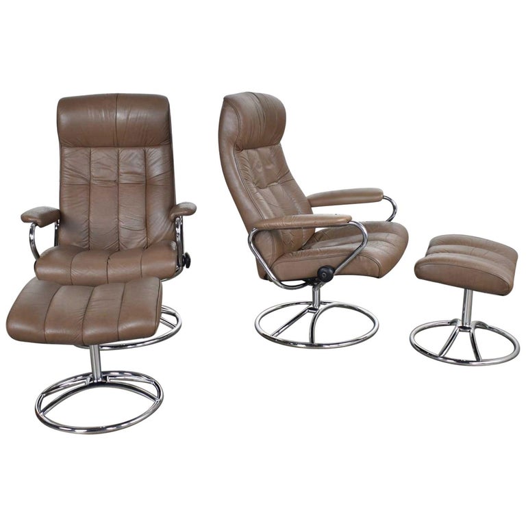 Ekornes Stressless Scandinavian Modern, Swedish Leather Recliner Chairs