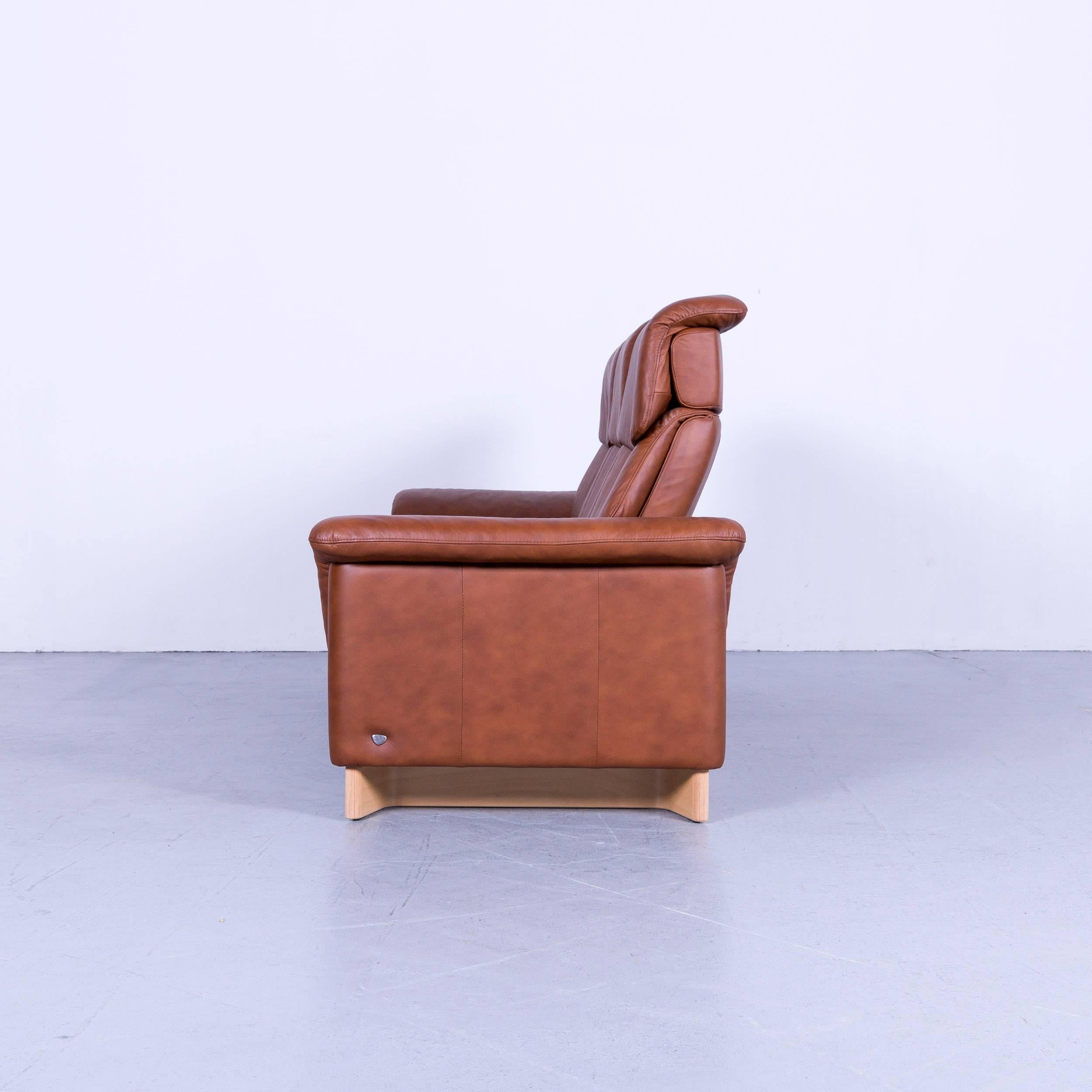 Ekornes Stressless Sofa Brown Leather Three-Seat Recliner 8