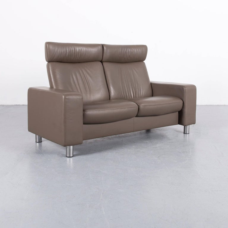 Ekornes Stressless Sofa Brown Leather Two Seat Recliner