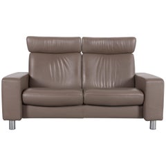 Ekornes Stressless Sofa Brown Leather Two-Seat Recliner