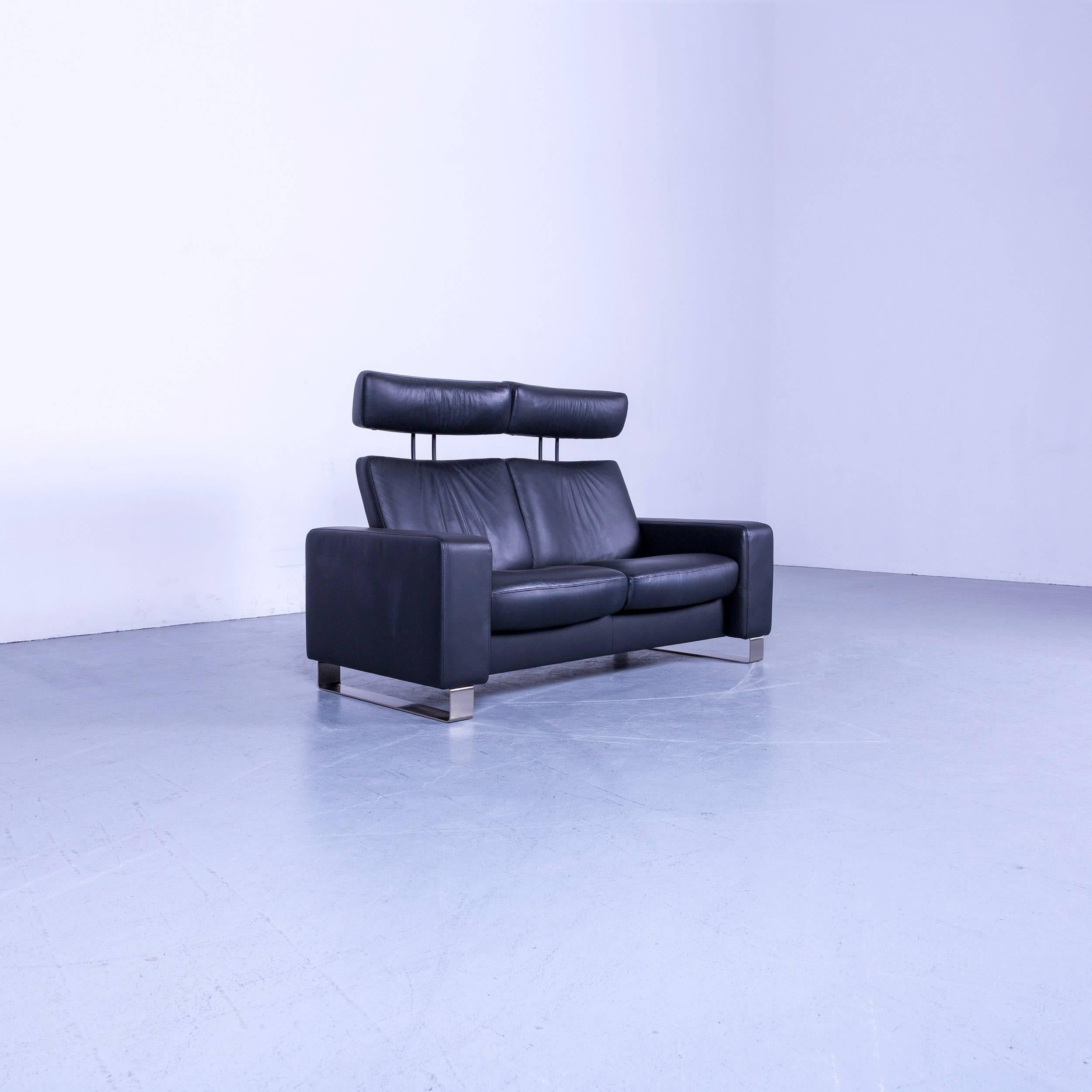 Ekornes Stressless Space Canapé en cuir noir inclinable Excellent état à Cologne, DE