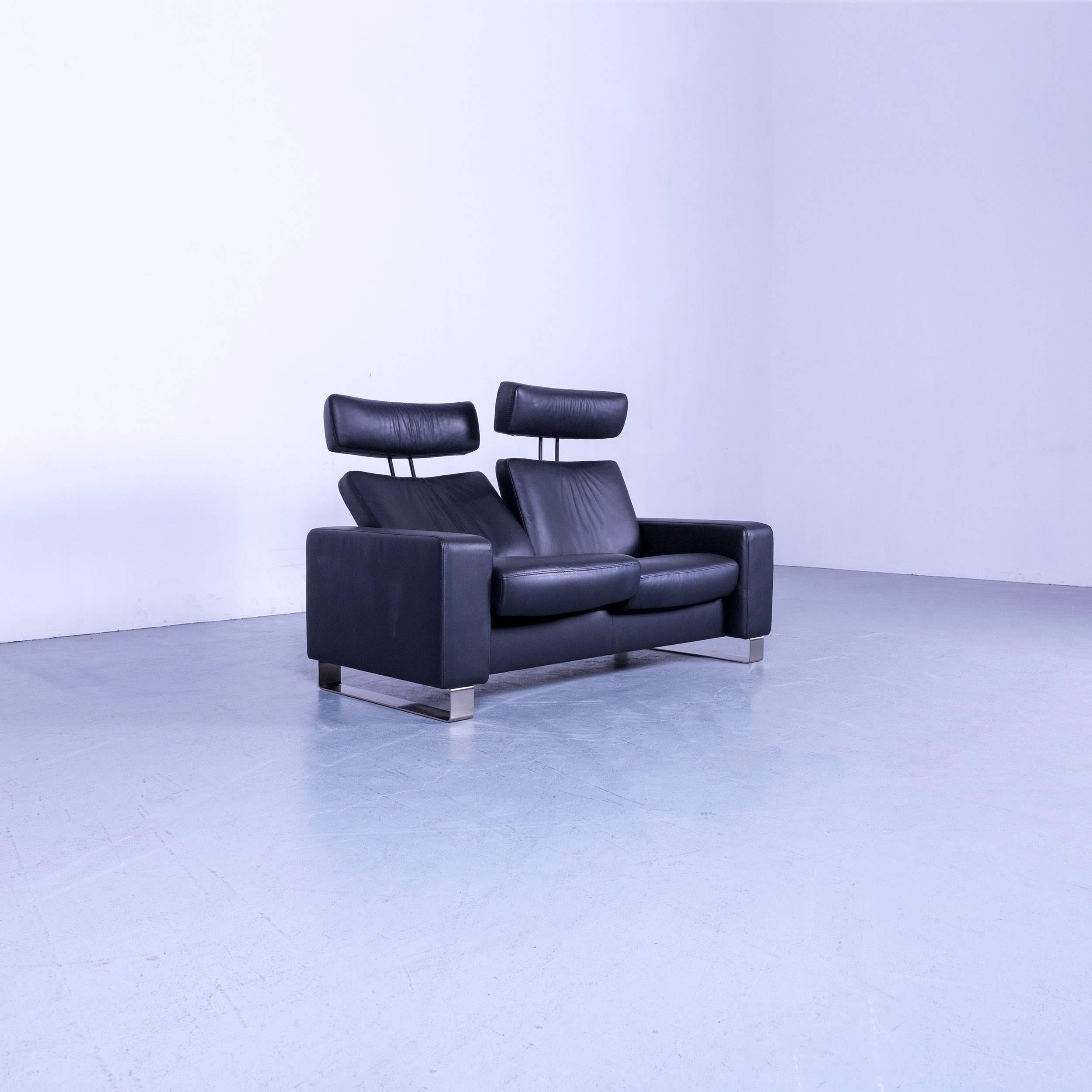 XXIe siècle et contemporain Ekornes Stressless Space Canapé en cuir noir inclinable