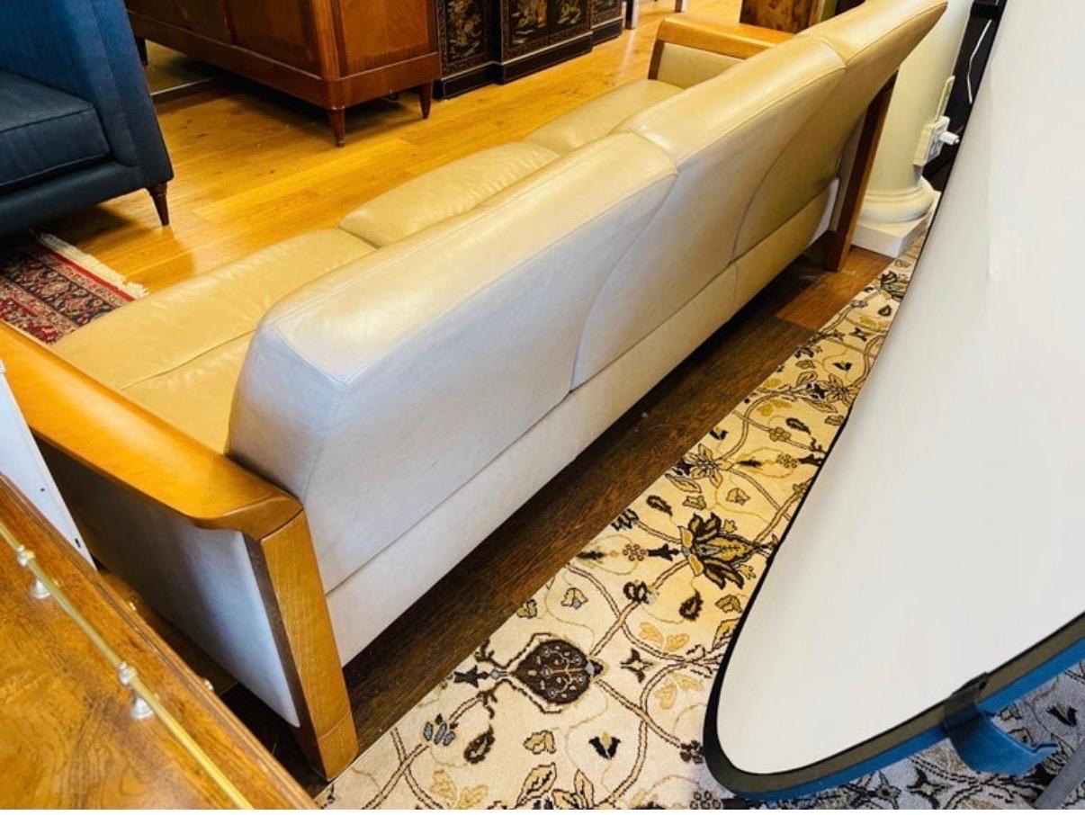 Ekornes Stressless Sofá Oslo de teca y piel Moderno escandinavo Fabricado en Noruega Noruego en venta