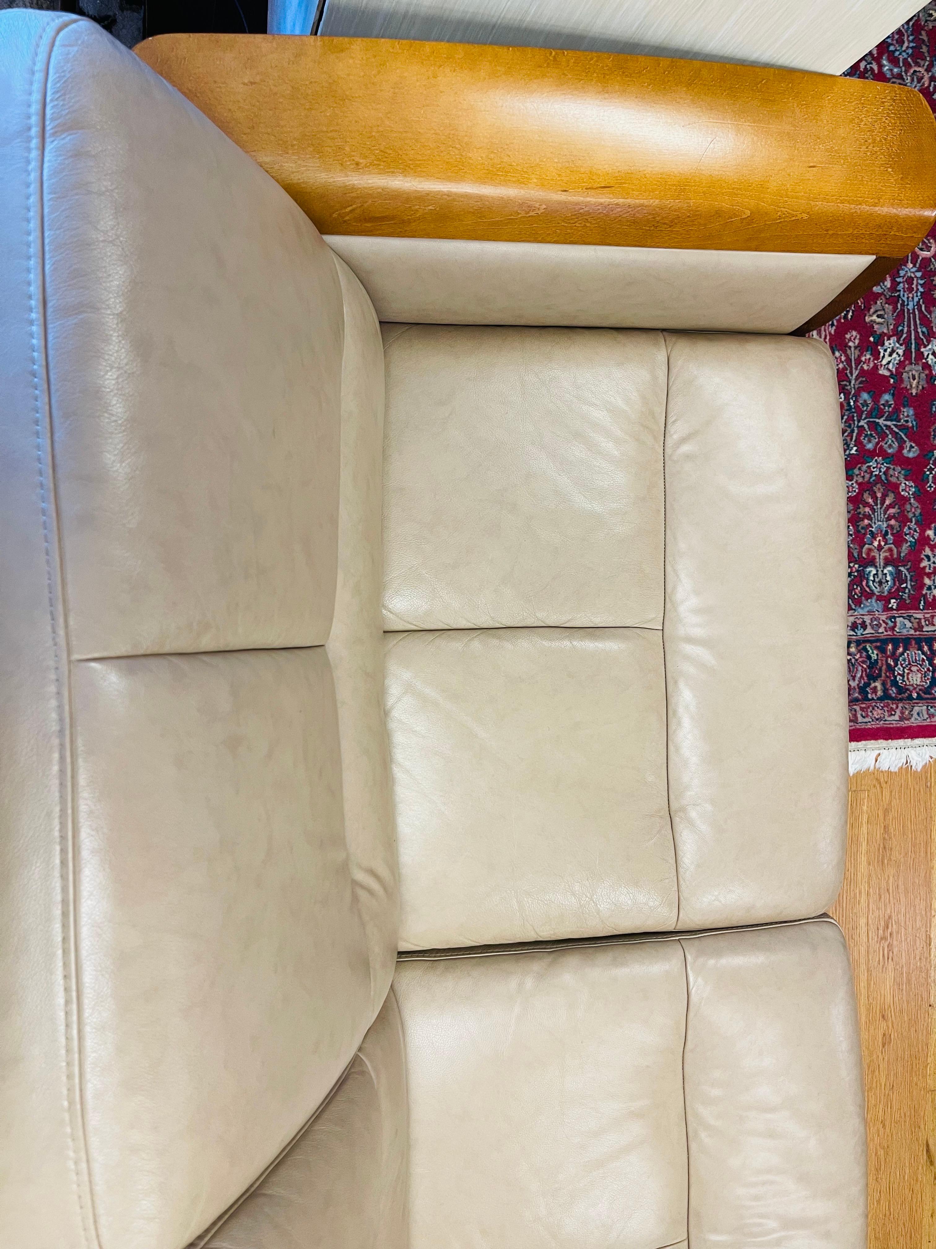 Ekornes Stressless Teak & Leather Oslo Sofa Scandinavian Modern Made in Norway 4