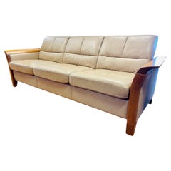 Ekornes Stressless Sofá Oslo de teca y piel Moderno escandinavo Fabricado en Noruega