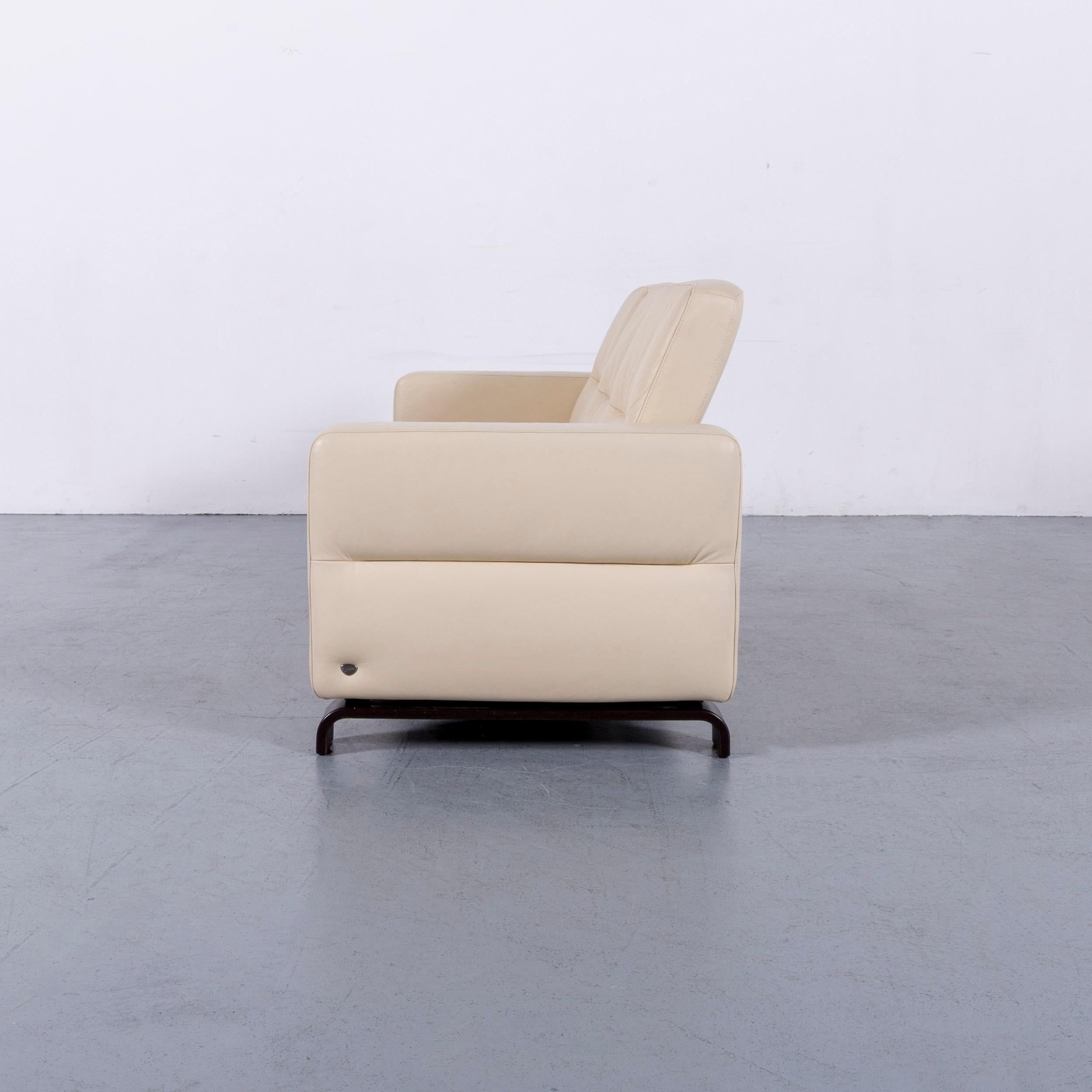 Ekornes Stressless Wave Sofa Off-White Leather Three-Seat Recliner 3
