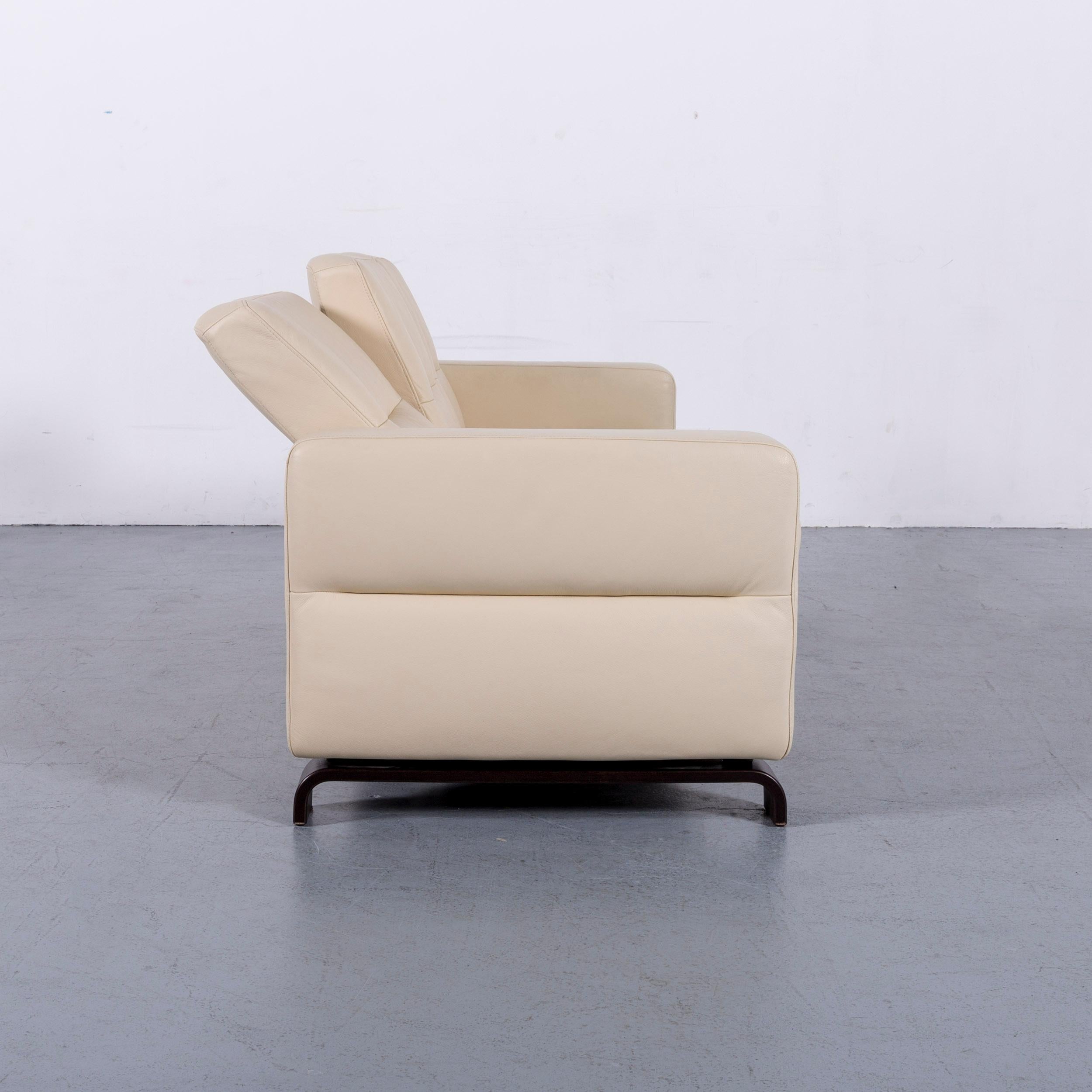 Ekornes Stressless Wave Sofa Off-White Leather Three-Seat Recliner 1