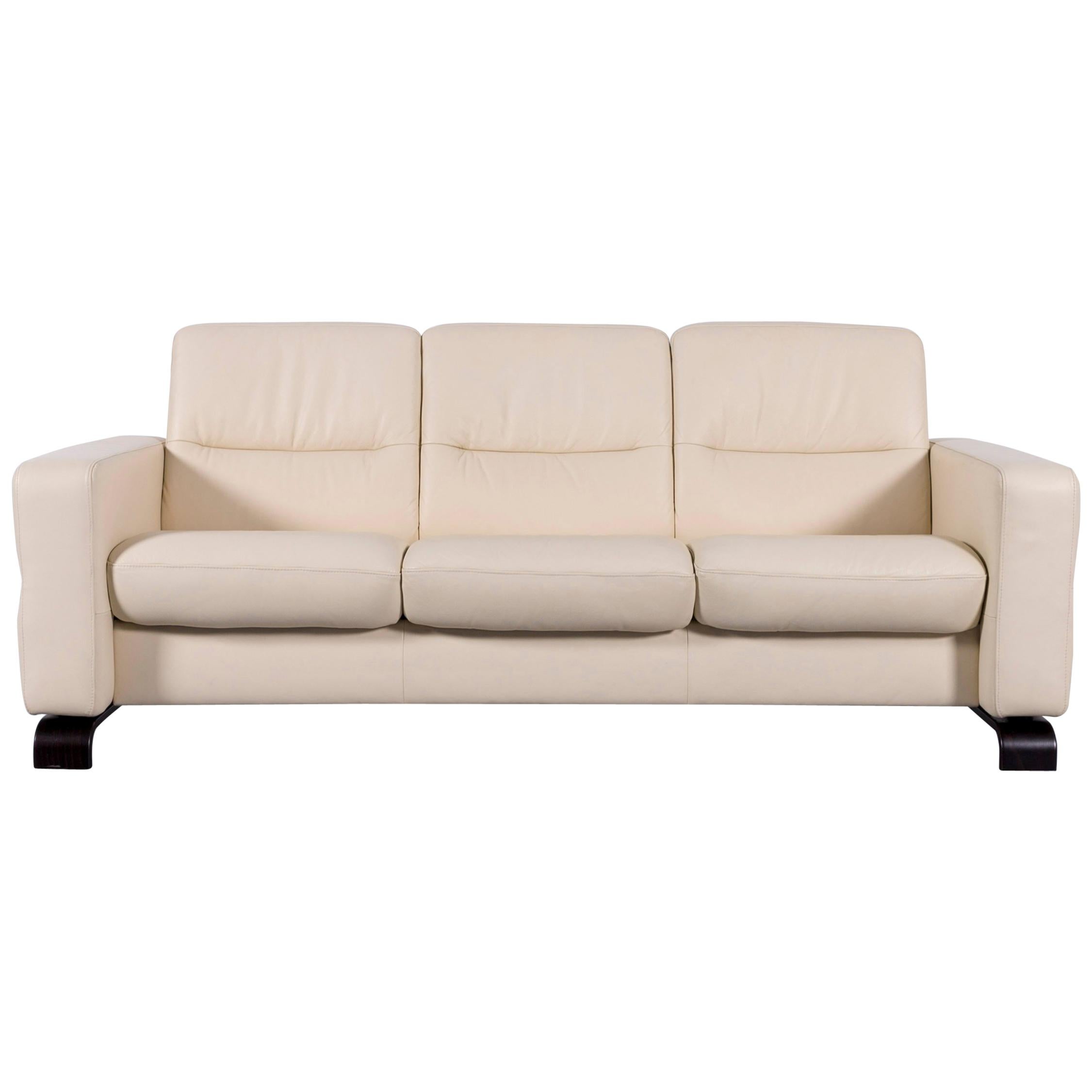 Ekornes Stressless Wave Sofa Off White Leather Three Seat Recliner At Ekornes Stressless Wave Sofa Off White Leather Three Seat Recliner At