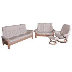 Used Ekornes Stressless Windsor Sofas, Chair and Footstool