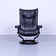 Ekornes Stressless Wing Armchair Black Leather Modern Recliner Chair Designer