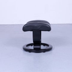 Ekornes Stressless Wing Footstool Black Leather Modern Footrest Designer Wood