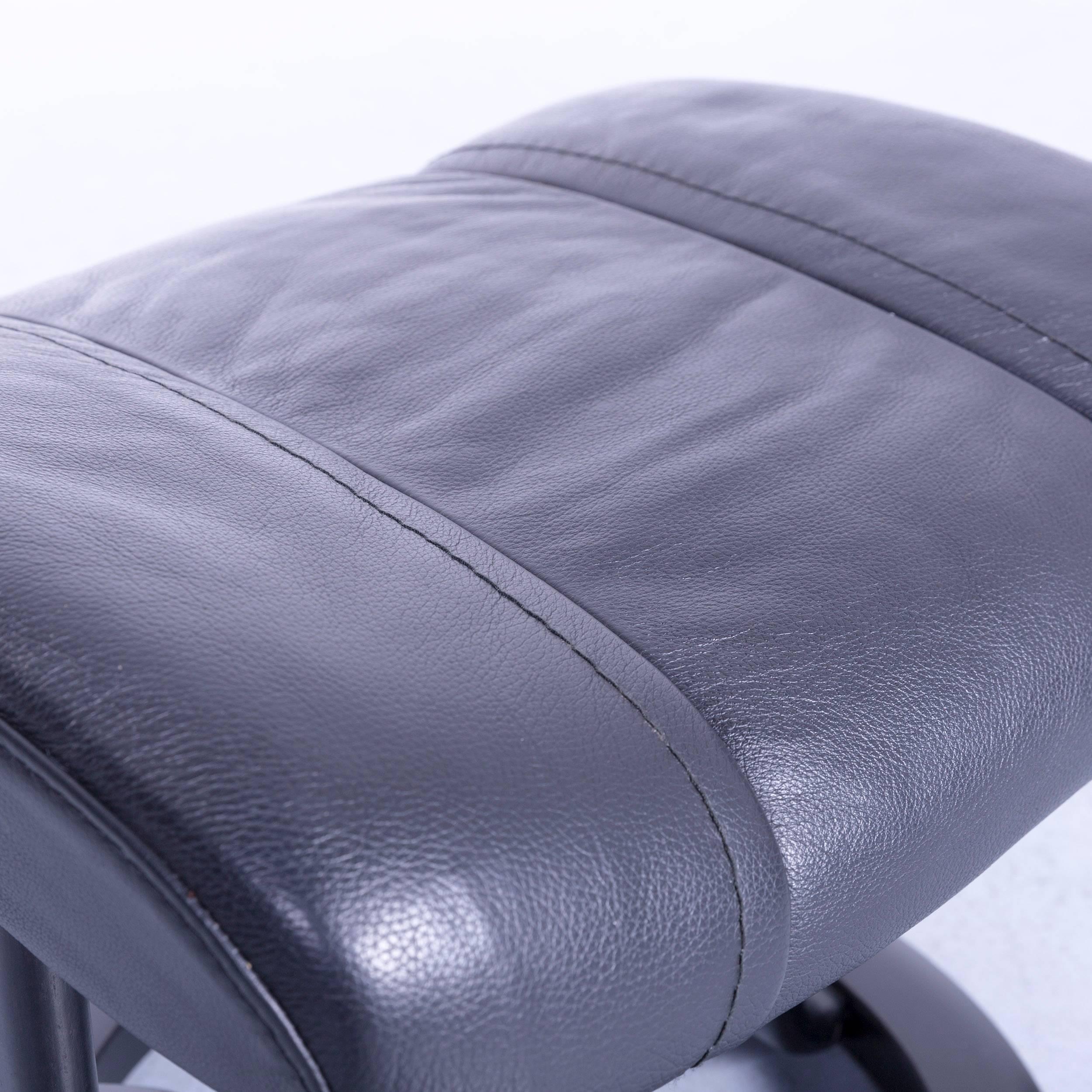 Ekornes Stressless Wing Footstool Cuir noir Repose-pieds moderne Designer Wood Excellent état à Cologne, DE