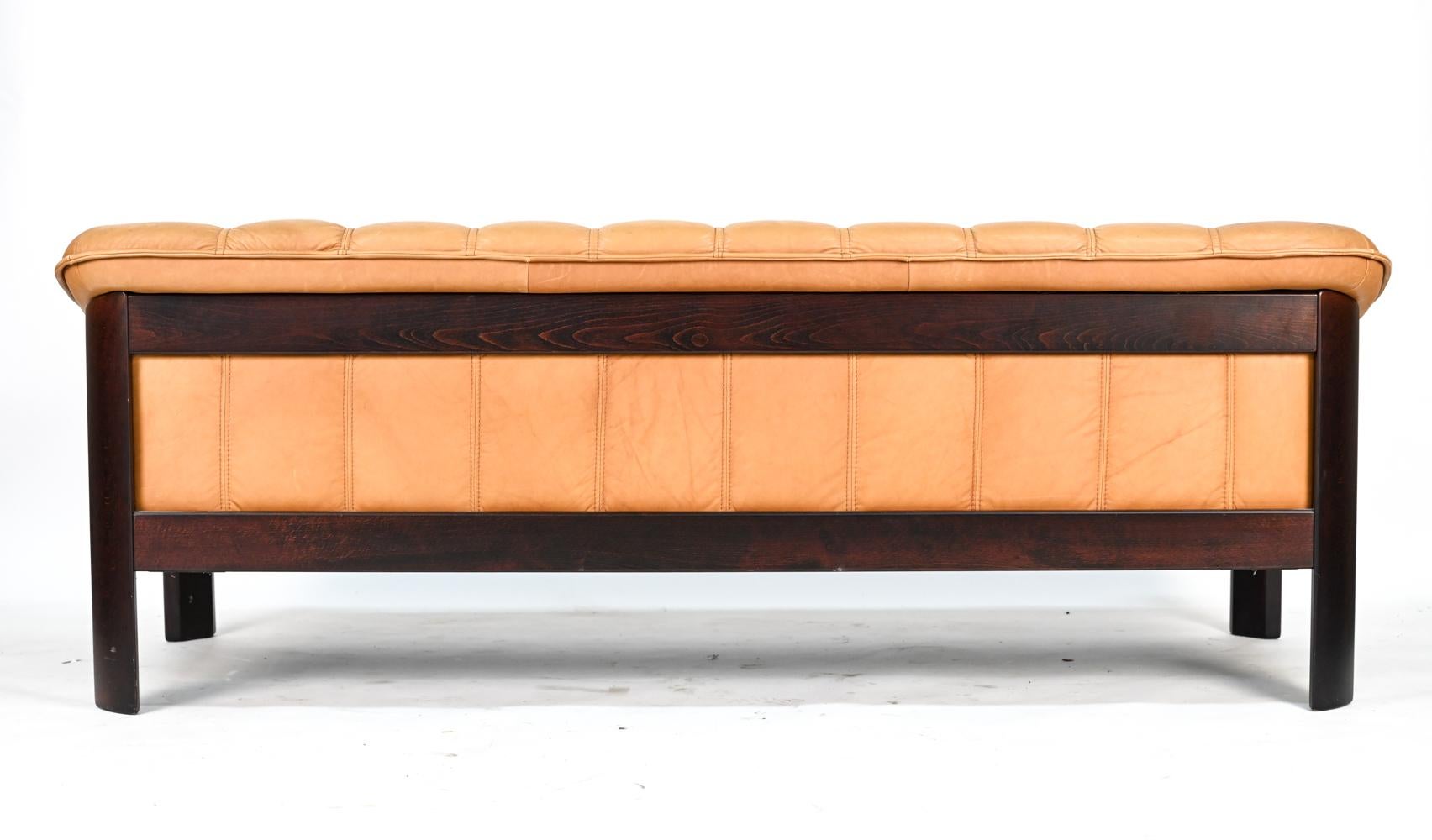 Ekorness Norway Mid-Century Sofa & Loveseat in Brandy Leather 7
