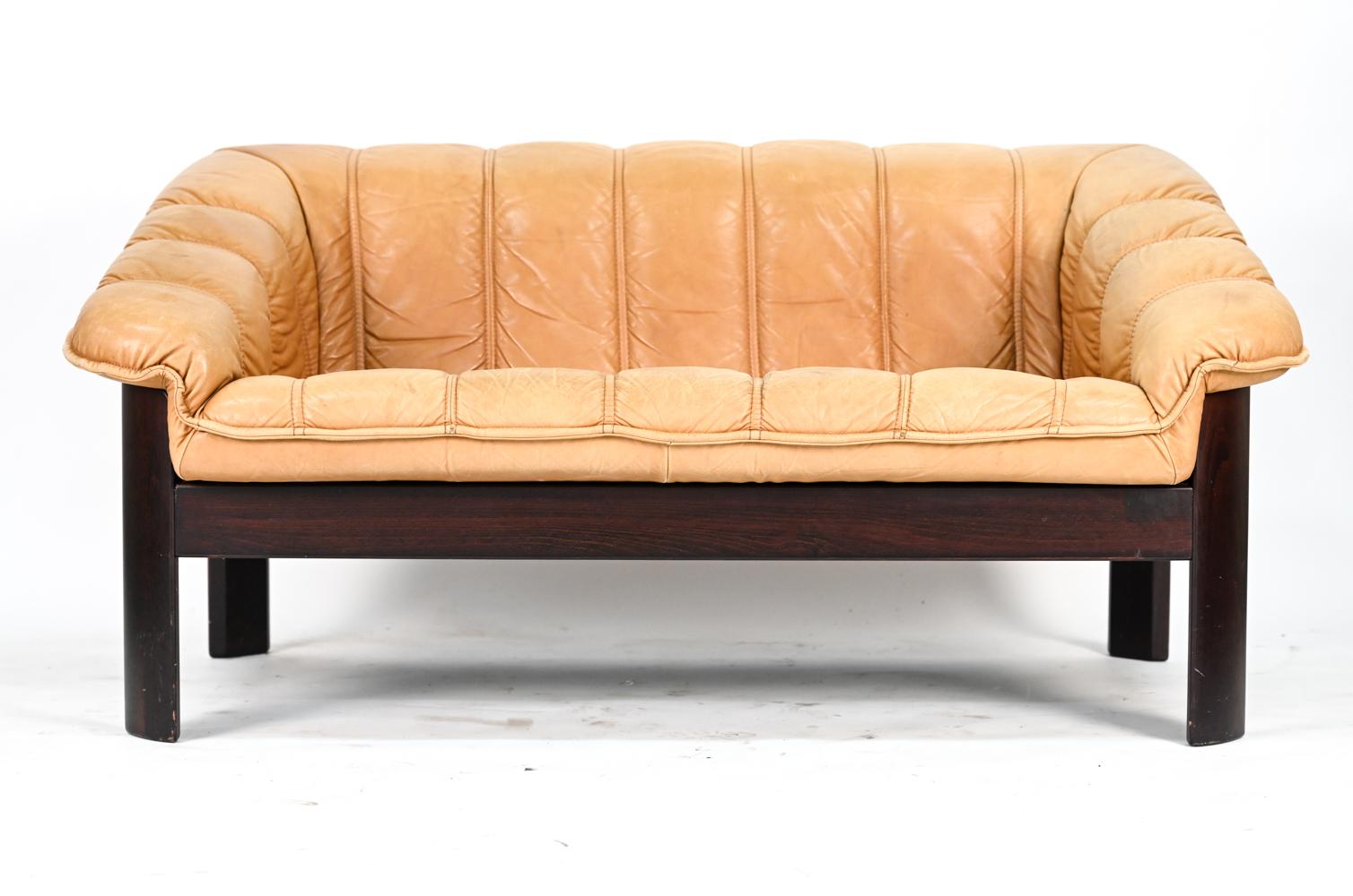 Ekorness Norway Mid-Century Sofa & Loveseat in Brandy Leather 13