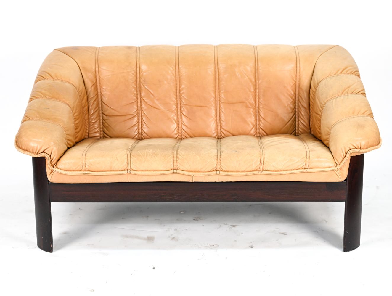 Ekorness Norway Mid-Century Sofa & Loveseat in Brandy Leather 14