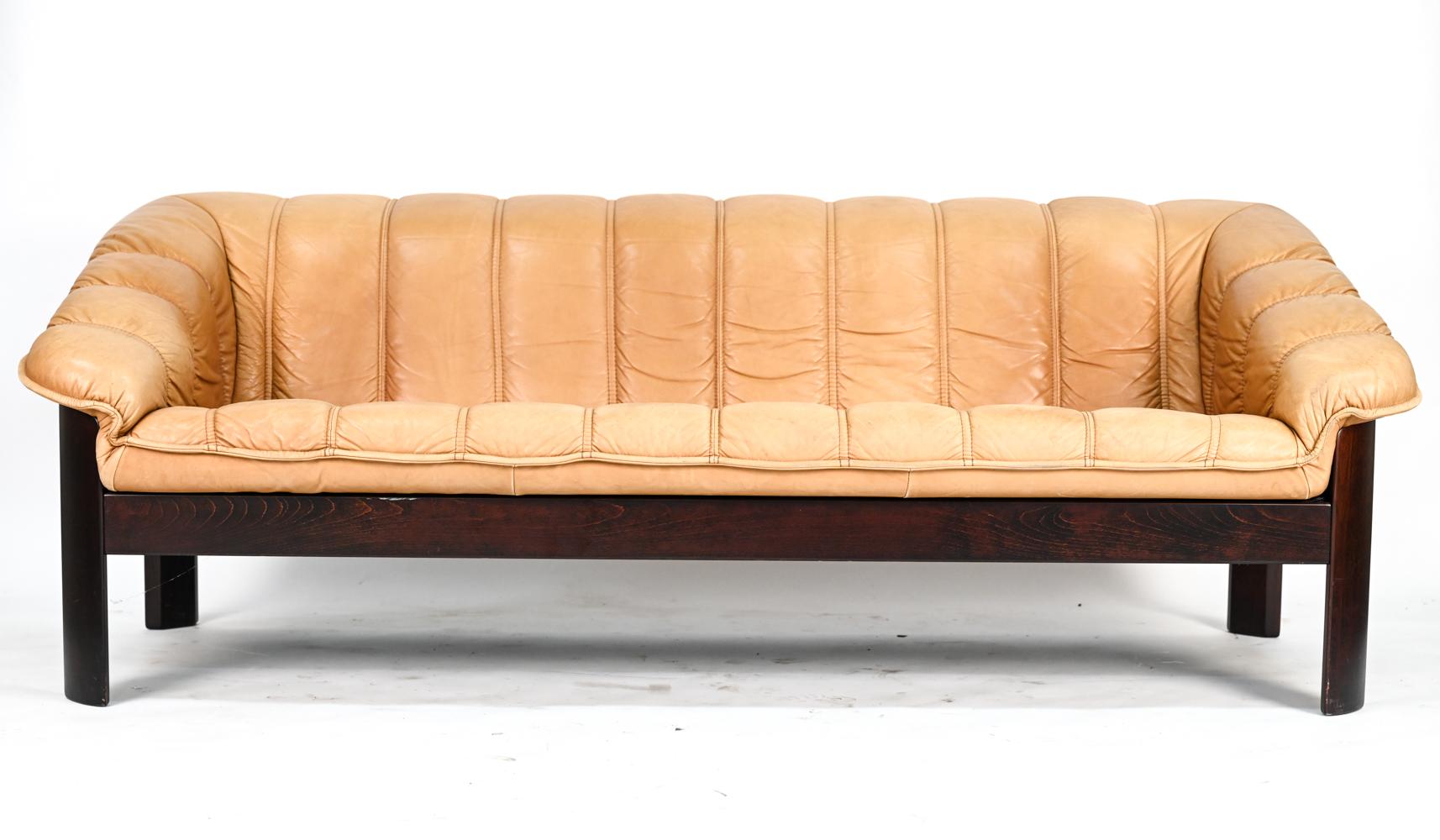 Mid-Century Modern Ekorness Norway Mid-Century Sofa & Loveseat in Brandy Leather