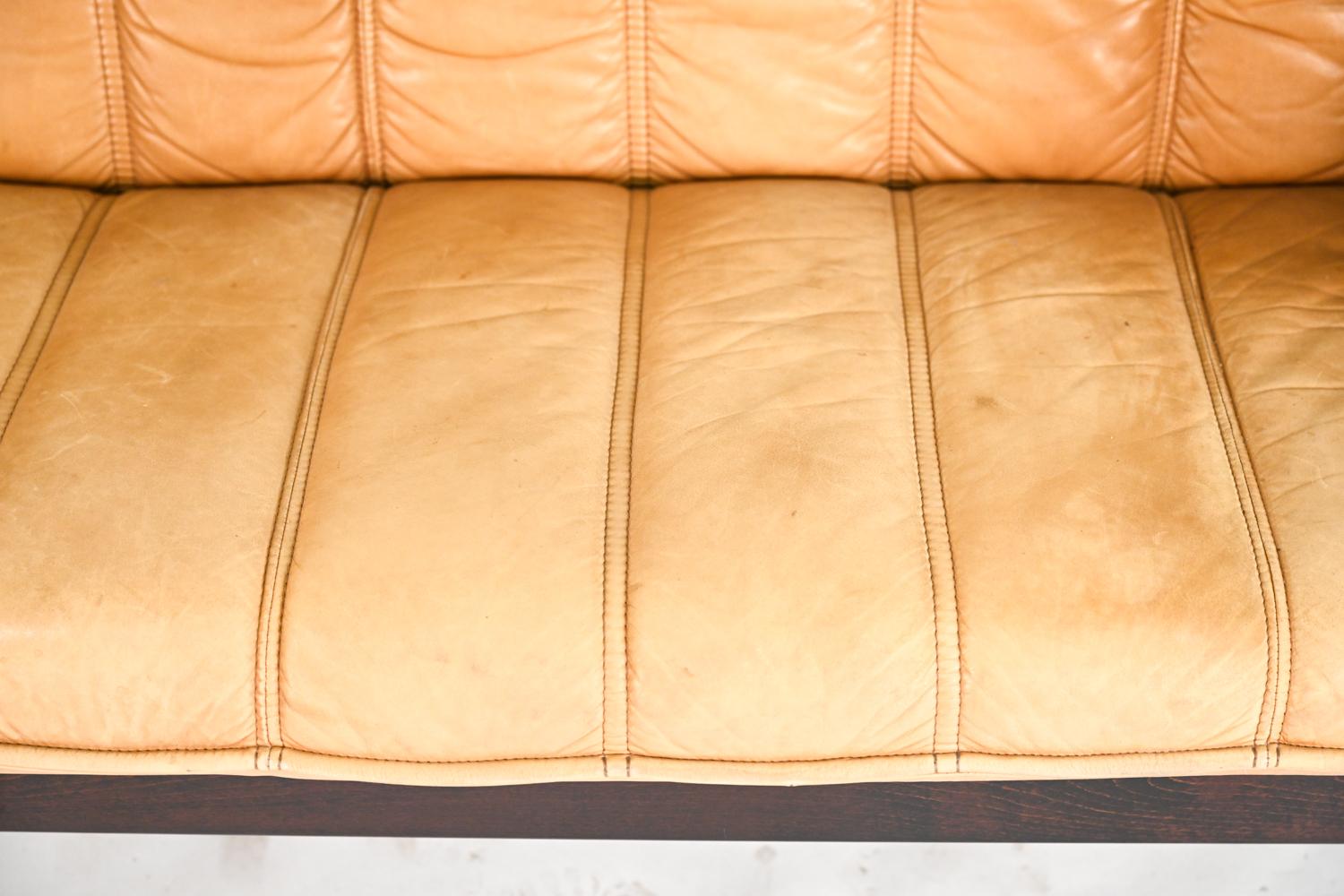 Ekorness Norway Mid-Century Sofa & Loveseat in Brandy Leather 1
