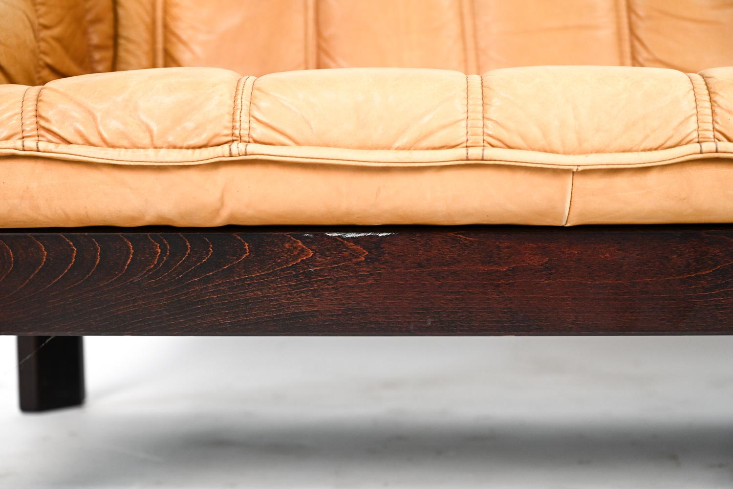 Ekorness Norway Mid-Century Sofa & Loveseat in Brandy Leather 2
