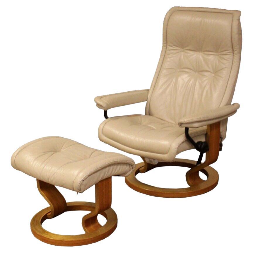 Ekorness Stressless Reclining Leather Chair and Ottoman