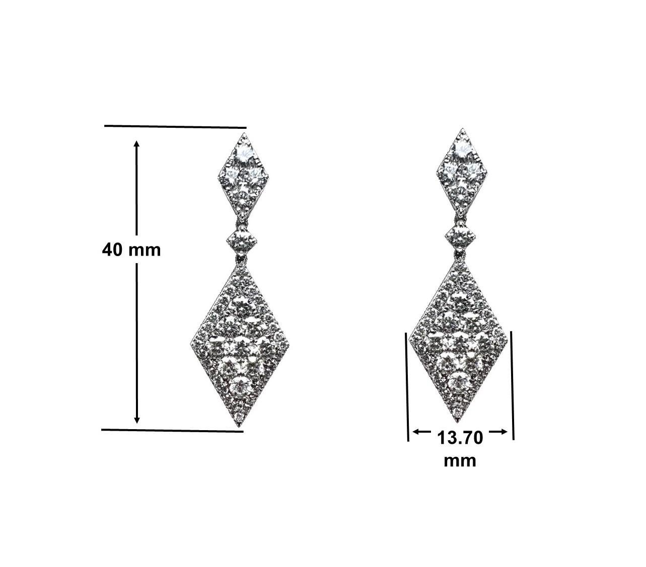 Women's Ekos Gem 14K White Gold 3.58ct TW Diamonds Dangle Pendant Earrings  For Sale