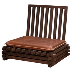 Ekosi Dark Brown Roasted Ash and Leather Floor Chair