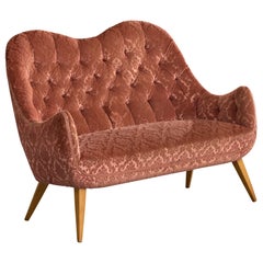 Eks Malmö, Sofá, Terciopelo, Madera, Suecia, Años 50